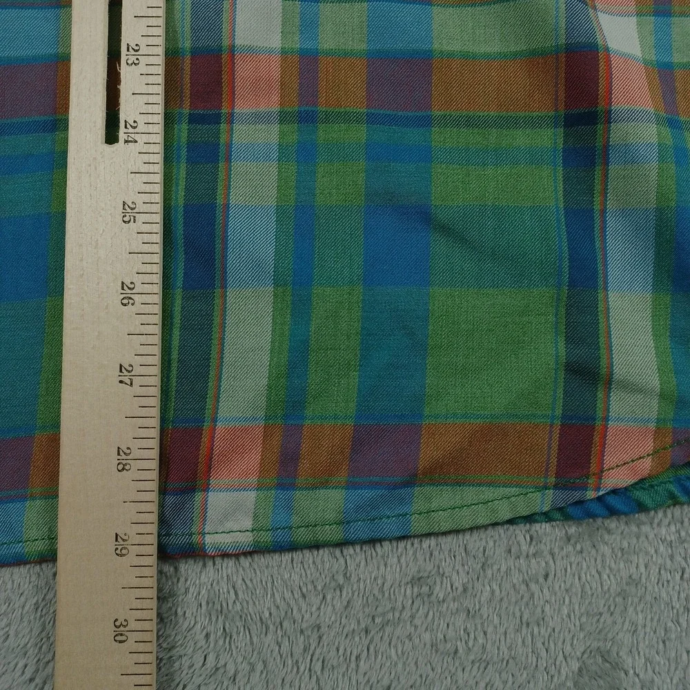 The North Face Shirt Mens Medium Green‎ Plaid Outdoor Pocket Button Up